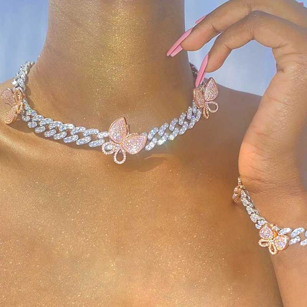 chains 12mm micro iced out multicolor 5a cz cuban link butterfly necklaces choker luxury bling hiphop fashion jewelry for women, Silver
chains 12mm micro iced out multicolor 5a cz cuban link butterfly necklaces choker luxury bling hiphop fashion jewelry for women, Silver