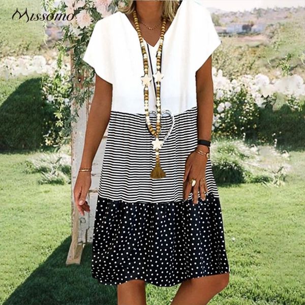 women summer dress loose stripe dot v-neck short sleeves casual boho bohemian sundress vestidos party dresses kg-650, Black;gray
women summer dress loose stripe dot v-neck short sleeves casual boho bohemian sundress vestidos party dresses kg-650, Black;gray