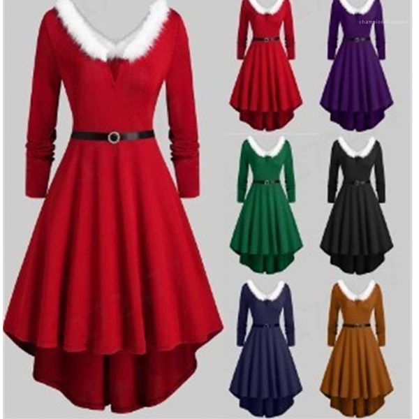 fashion trend christmas furry v-neck casual long sleeve half skirt designer female new slim solid color dress women christmas dress, Black;gray 
fashion trend christmas furry v-neck casual long sleeve half skirt designer female new slim solid color dress women christmas dress, Black;gray