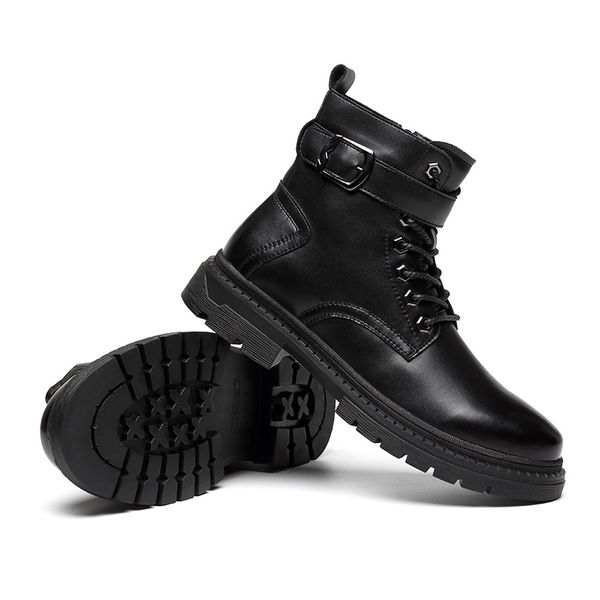men winter boots footwear genuine leather high ankle boots lace up round toe metal buckle european style work army botas, Black
men winter boots footwear genuine leather high ankle boots lace up round toe metal buckle european style work army botas, Black