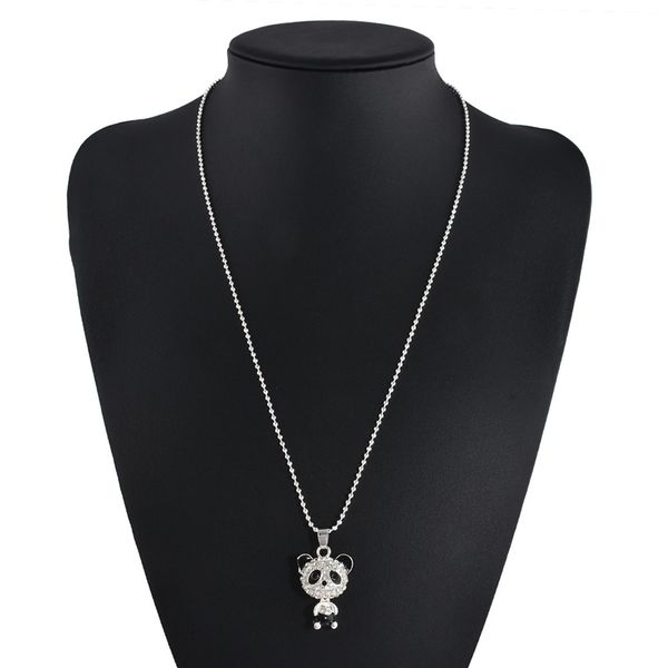 women's rhinestone necklace cute moving head panda pendant sweater chain necklace for women charm jewelry, Silver
women's rhinestone necklace cute moving head panda pendant sweater chain necklace for women charm jewelry, Silver