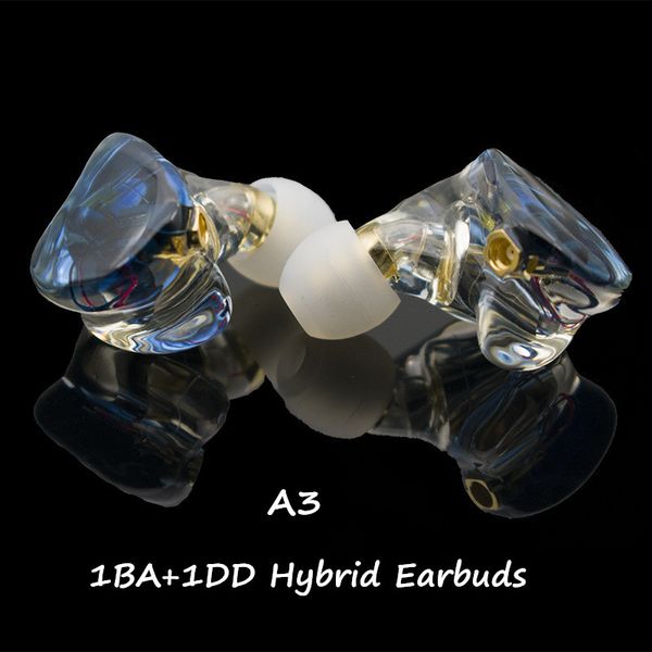 

a3 hifi 1ba+1dd hybrid earphone mmcx 2pin powerful stereo hi-res earbud resin custom made headphone dj monitor stage headset iem