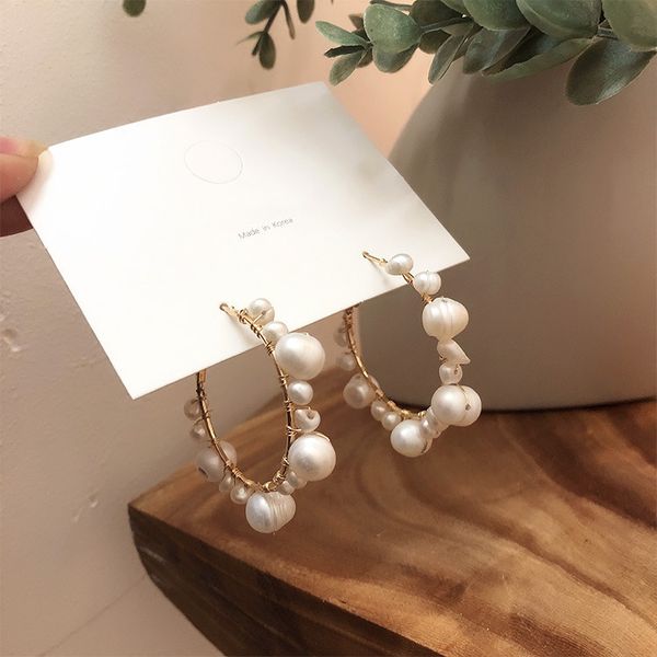 2020 new fashion gold round circle exaggerated c shaped irregularly freshwater pearls pearl earrings for women girl, Golden;silver
2020 new fashion gold round circle exaggerated c shaped irregularly freshwater pearls pearl earrings for women girl, Golden;silver