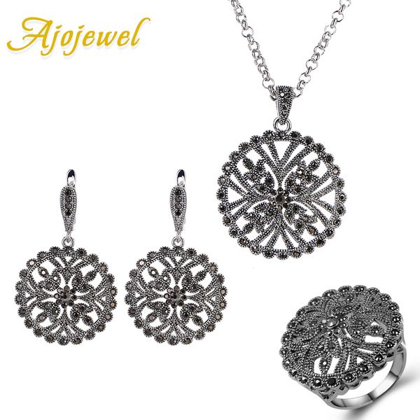 ajojewel vintage hollow flower jewelry set antique jewelry earring necklace and ring one set with full black rhinestone, Silver
ajojewel vintage hollow flower jewelry set antique jewelry earring necklace and ring one set with full black rhinestone, Silver