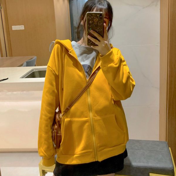 women hoodies casual solid loose drawstring sweatshirt long sleeve hooded 2020 autumn female zip-up shirts, Black
women hoodies casual solid loose drawstring sweatshirt long sleeve hooded 2020 autumn female zip-up shirts, Black