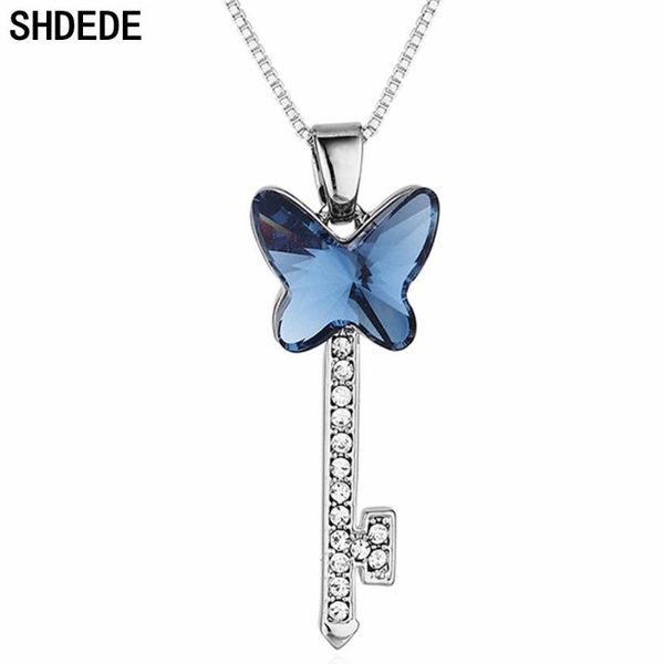 shdede butterfly key pendants necklaces for women statement jewelry embellished with crystals from fashion gift -32227, Silver
shdede butterfly key pendants necklaces for women statement jewelry embellished with crystals from fashion gift -32227, Silver