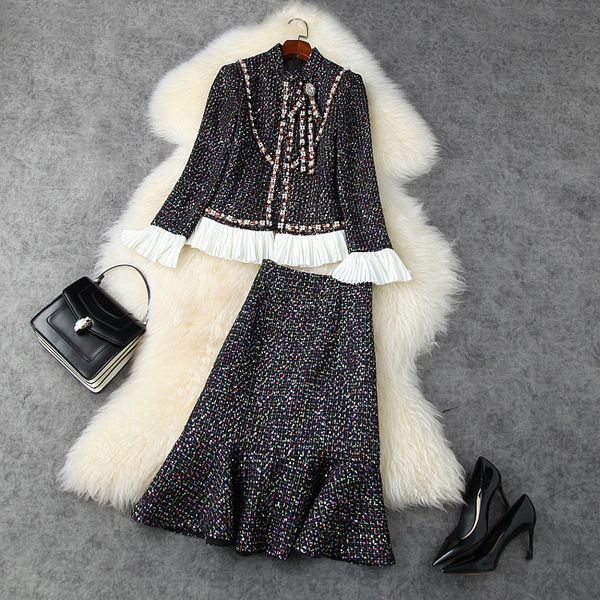 fall autumn long sleeve round neck tweed sequins pleated panelled beaded jacket mermaid skirt two piece 2 pieces set lsp15t11268, White
fall autumn long sleeve round neck tweed sequins pleated panelled beaded jacket mermaid skirt two piece 2 pieces set lsp15t11268, White