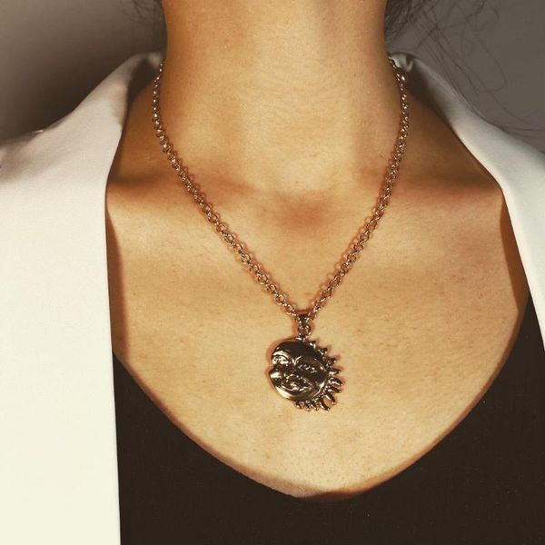 lifefontier minimalist simple head coin long chain necklace carved sunshine pendant necklaces for female choker gift jewelry, Silver
lifefontier minimalist simple head coin long chain necklace carved sunshine pendant necklaces for female choker gift jewelry, Silver