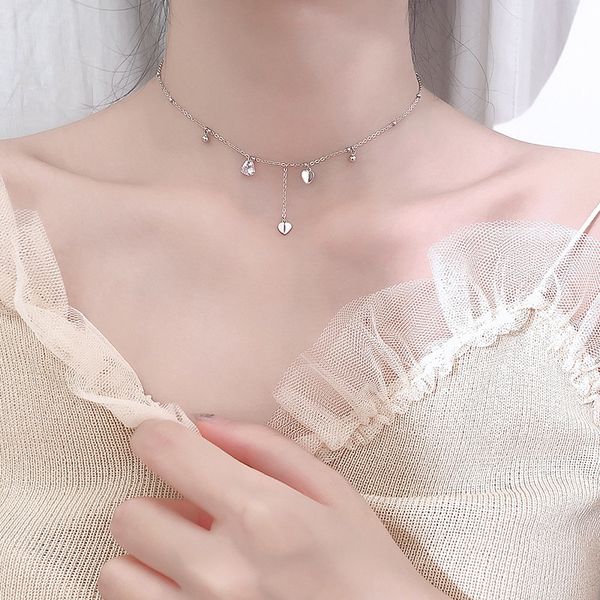 silver plated heart-shaped tassel necklace fashion simple zircon short clavicle necklace for women choker collar
silver plated heart-shaped tassel necklace fashion simple zircon short clavicle necklace for women choker collar