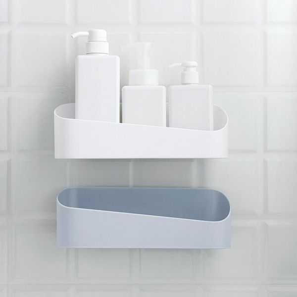 2pcs wall storage organizer shower shelf basket bath kitchen holder white