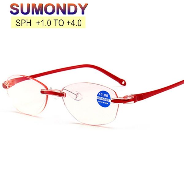 sumondy +1.0 to +4.0 anti blue ray reading glasses women fashion comfortable anti-radiation rimless presbyopia eyeglasses ur02, White;black
sumondy +1.0 to +4.0 anti blue ray reading glasses women fashion comfortable anti-radiation rimless presbyopia eyeglasses ur02, White;black