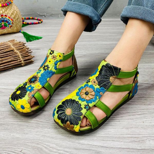 girls print floral sandals genuine leather women shoes 2020 new summer retro zip flat with flower casual handmade ladies sandals, Black
girls print floral sandals genuine leather women shoes 2020 new summer retro zip flat with flower casual handmade ladies sandals, Black