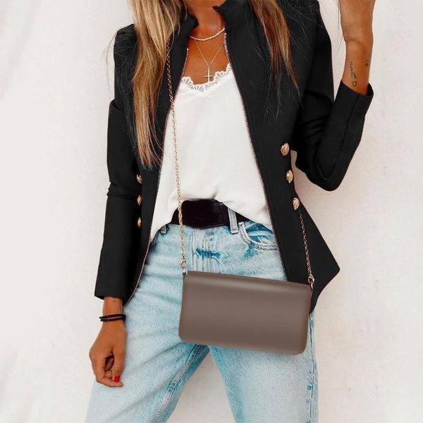 women's suits & blazers leisure autumn women blazer ladies casual long sleeves stand collar slim solid european office simplicity coats, White;black
women's suits & blazers leisure autumn women blazer ladies casual long sleeves stand collar slim solid european office simplicity coats, White;black