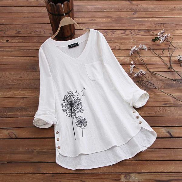 zanzea women blouse spring floral printed cotton linen shirt v neck long sleeve casual solid blusas femininas tunic chemise, White
zanzea women blouse spring floral printed cotton linen shirt v neck long sleeve casual solid blusas femininas tunic chemise, White