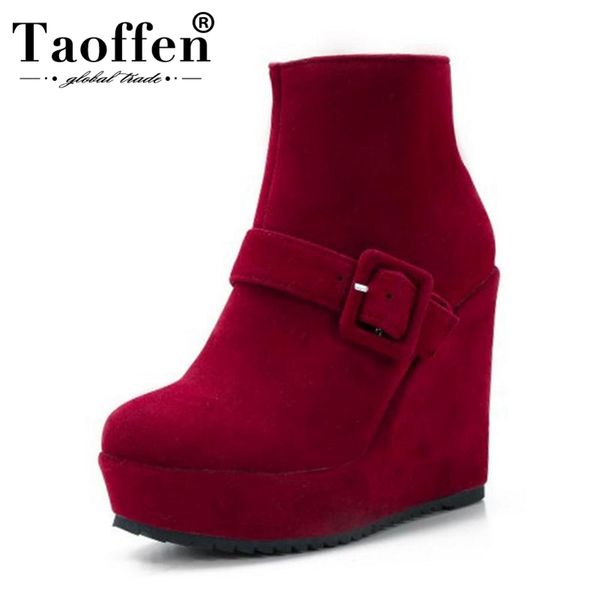 boots taoffen size 34-44 ladies high heels wedges ankle women thick platform agrafe side zip shoes winter warm botas, Black
boots taoffen size 34-44 ladies high heels wedges ankle women thick platform agrafe side zip shoes winter warm botas, Black