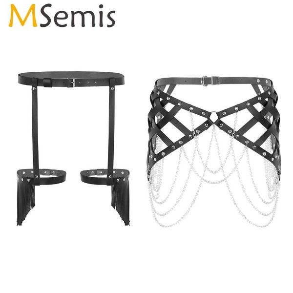 msemis fashion leather netted belts for women punk gothic adjustable harness waist metal tassel chain belts waistband leg garter, Black;brown
msemis fashion leather netted belts for women punk gothic adjustable harness waist metal tassel chain belts waistband leg garter, Black;brown
