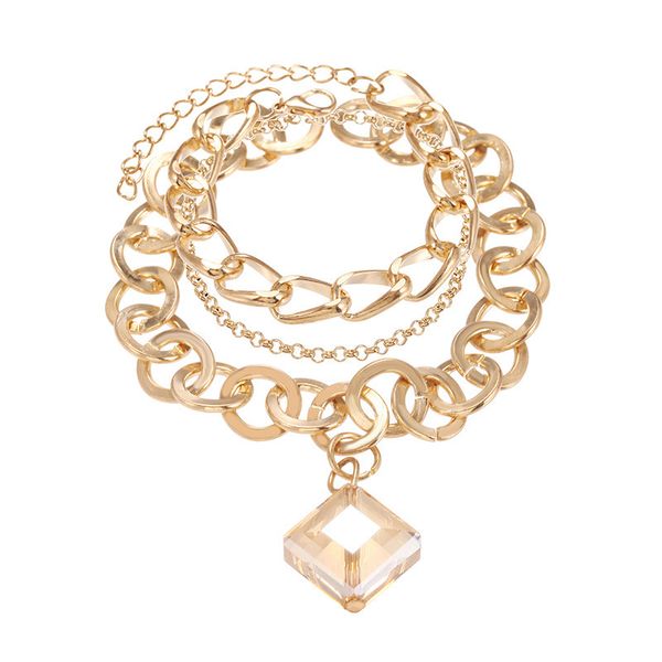 european and american new fashion multilayer metal chain personality simple crystal pendant wild for woman bracelet, Black
european and american new fashion multilayer metal chain personality simple crystal pendant wild for woman bracelet, Black