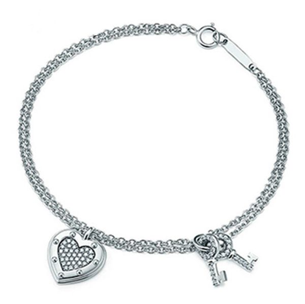 new 100% 925 sterling silver classic love key bracelet suitable for women's gifts simple fashion original jewelry tf, Black
new 100% 925 sterling silver classic love key bracelet suitable for women's gifts simple fashion original jewelry tf, Black