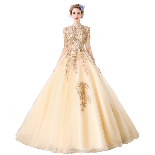 champagne-gold o neck tulle long prom dress with open back 2021 sleeves prom gowns floor length party dresses elegant, Black
champagne-gold o neck tulle long prom dress with open back 2021 sleeves prom gowns floor length party dresses elegant, Black