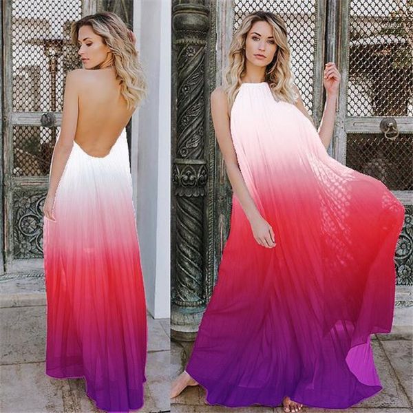 halter loose maxi dresses ladies cool backless long dress gradient chiffon womens dresses summer, Black;gray
halter loose maxi dresses ladies cool backless long dress gradient chiffon womens dresses summer, Black;gray