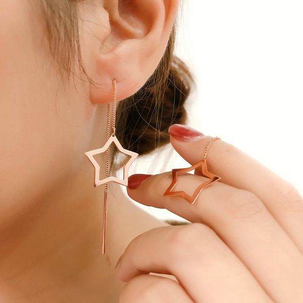 new style metal star dangle earrings for women long chain rose gold color drop earring fashion jewelry wholesale dwe765, Silver
new style metal star dangle earrings for women long chain rose gold color drop earring fashion jewelry wholesale dwe765, Silver