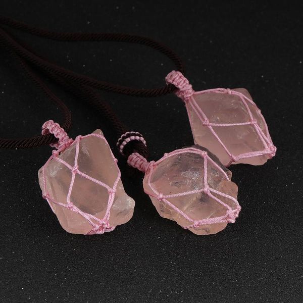 irregular natural pink crystal pendant necklace for women girls handmade braid quartz pendant fashion boho natural stone jewelry, Silver
irregular natural pink crystal pendant necklace for women girls handmade braid quartz pendant fashion boho natural stone jewelry, Silver