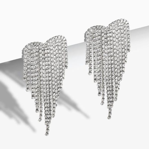 white crystal hanging tassel earrings for women long bright fringe drop earrings luxury charm maxi statement party jewelry, Silver
white crystal hanging tassel earrings for women long bright fringe drop earrings luxury charm maxi statement party jewelry, Silver