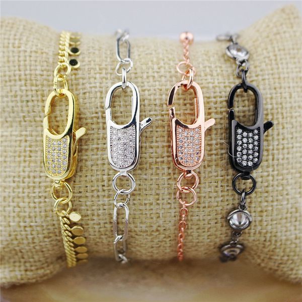 link, chain 5pcs multicolor cz clasp charm bracelet,colorful cubic zirconia micro pave bracelet,handmade diy bracelet jewelry, Black
link, chain 5pcs multicolor cz clasp charm bracelet,colorful cubic zirconia micro pave bracelet,handmade diy bracelet jewelry, Black