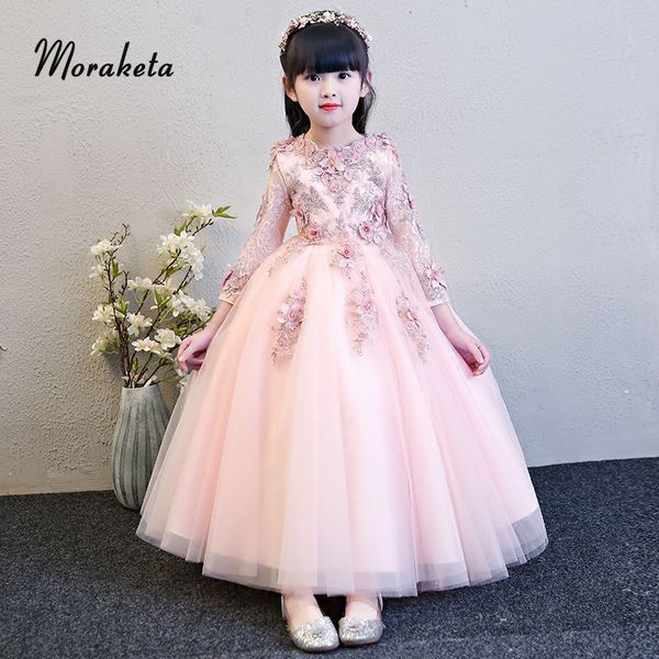 girl's dresses luxury appliques beading pink long sleeves flower girl for wedding 2021 lace tulle floor-length ball gowns girls, Red;yellow
girl's dresses luxury appliques beading pink long sleeves flower girl for wedding 2021 lace tulle floor-length ball gowns girls, Red;yellow