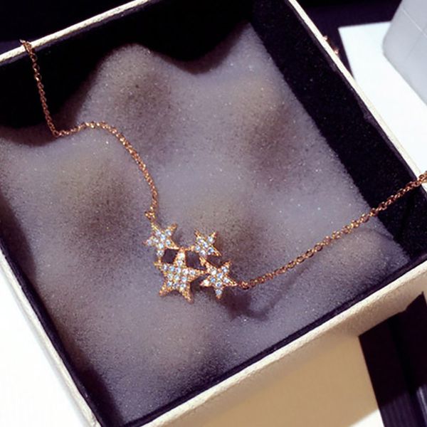 double fair shiny star pendant necklace for women temperament zircon rose gold collarbone chain fashion jewelry kbn263, Silver
double fair shiny star pendant necklace for women temperament zircon rose gold collarbone chain fashion jewelry kbn263, Silver