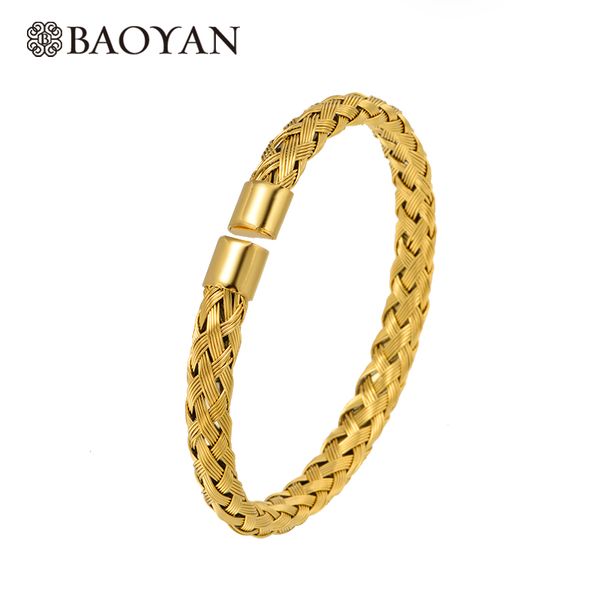bangle baoyan stainless steel gold color for women metal dubai bracelet screw hip rock open fashion jewelry, Black
bangle baoyan stainless steel gold color for women metal dubai bracelet screw hip rock open fashion jewelry, Black