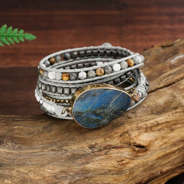 tennis natural labradorite big druzy stones beaded mixed genuinr grey leather 5 strands wrap stackable vintage design bracelet for gift, Golden;silver
tennis natural labradorite big druzy stones beaded mixed genuinr grey leather 5 strands wrap stackable vintage design bracelet for gift, Golden;silver