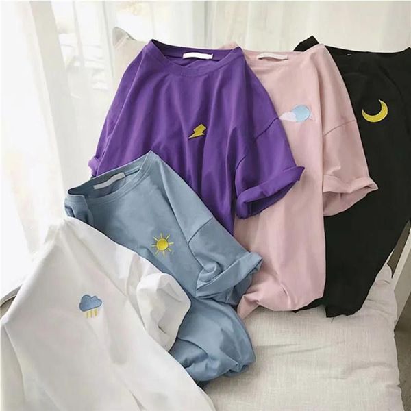 women's t-shirt weather embroidery loose t shirt harajuku funny o neck basic tee summer short sleeve simple casual t-shirts for girls, White
women's t-shirt weather embroidery loose t shirt harajuku funny o neck basic tee summer short sleeve simple casual t-shirts for girls, White