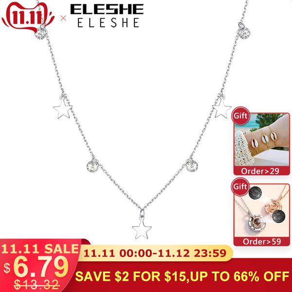 eleshe real 925 sterling silver dazzling cubic zircon round & star pendant necklaces for women choker necklace silver jewelry
eleshe real 925 sterling silver dazzling cubic zircon round & star pendant necklaces for women choker necklace silver jewelry