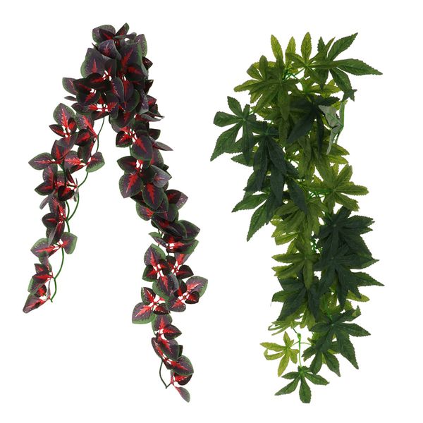 2pcs realistic jungle plant decor reptile lizard frogs pet reptile supplies