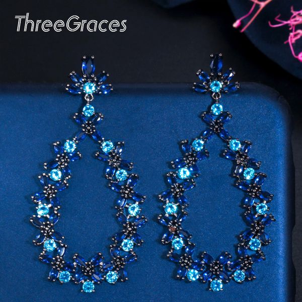 dangle & chandelier threegraces luxury wedding bridal earring micro pave blue cubic zircon big earrings women party trendy jewelry er455, Silver
dangle & chandelier threegraces luxury wedding bridal earring micro pave blue cubic zircon big earrings women party trendy jewelry er455, Silver