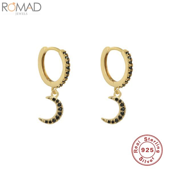 hoop & huggie romad 925 sterling silver earrings for women crescent moon black zircon earring hoops earings luxury s925 jewelry pendients, Golden;silver
hoop & huggie romad 925 sterling silver earrings for women crescent moon black zircon earring hoops earings luxury s925 jewelry pendients, Golden;silver