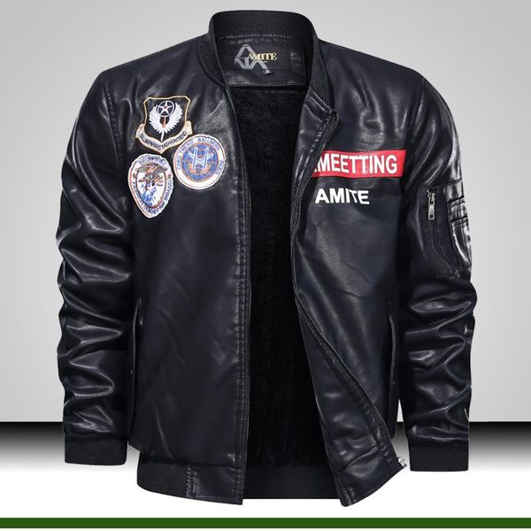 mens windbreaker jackets leather jacket men embroidery motor bomber jacket coat stand collar zipper coat street fashion, Black;brown
mens windbreaker jackets leather jacket men embroidery motor bomber jacket coat stand collar zipper coat street fashion, Black;brown