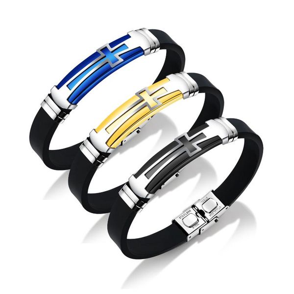 tennis jhsl trendy male men statement black silicone cross id bracelets & bangles party gift ph1077, Golden;silver
tennis jhsl trendy male men statement black silicone cross id bracelets & bangles party gift ph1077, Golden;silver