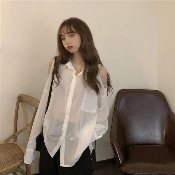 women's blouses & shirts chiffon sunscreen loose casual shirt ulzzang japanese kawaii vintage female korean harajuku clothes for women, White
women's blouses & shirts chiffon sunscreen loose casual shirt ulzzang japanese kawaii vintage female korean harajuku clothes for women, White