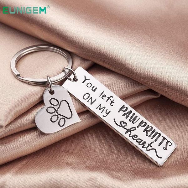 key chain memorial gift jewelry loss of pet made memorial pet dog cat diy crafts you left prints on my hearts, Silver 
key chain memorial gift jewelry loss of pet made memorial pet dog cat diy crafts you left prints on my hearts, Silver
