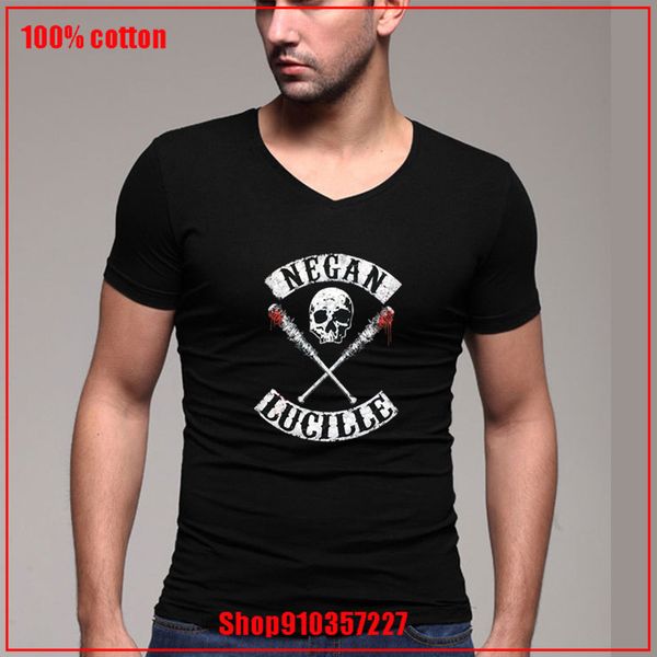 summer the walking dead negan lucille saviors skull logo v-neck white slim couple t-shirt comfortable all cotton tees
summer the walking dead negan lucille saviors skull logo v-neck white slim couple t-shirt comfortable all cotton tees