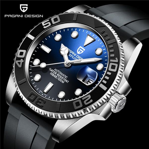 wristwatches pagani design watch men sport automatic mechanical watches rubber strap 100m waterproof relojes hombre, Slivery;brown
wristwatches pagani design watch men sport automatic mechanical watches rubber strap 100m waterproof relojes hombre, Slivery;brown
