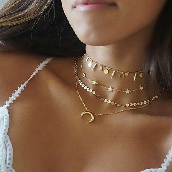 4pcs/set women necklaces set fashion disc chain star tassel moon clavicle chain gold necklace valentine's day gift jewelry, Silver
4pcs/set women necklaces set fashion disc chain star tassel moon clavicle chain gold necklace valentine's day gift jewelry, Silver
