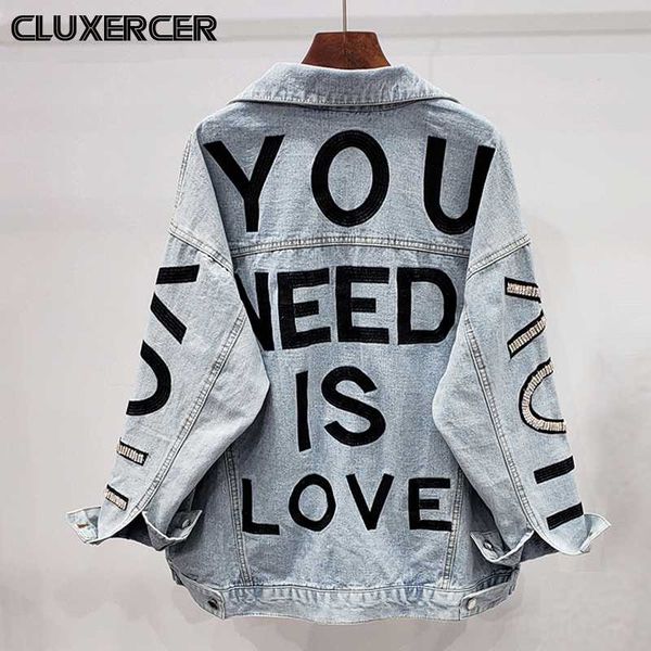 streetwear style letter embroidery denim jacket women diamonds jeans coat female casual spring autumn loose outwear, Black;brown
streetwear style letter embroidery denim jacket women diamonds jeans coat female casual spring autumn loose outwear, Black;brown