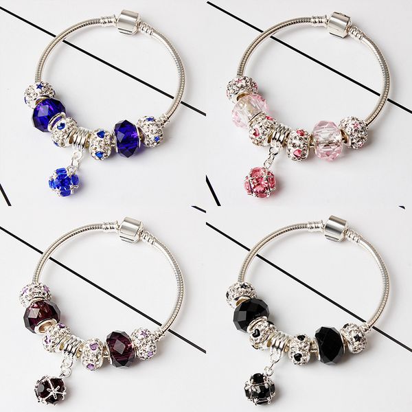 charm bracelets europe and the united states creative creativity fashion handmade diy multicolor glass beads bracelet, Golden;silver