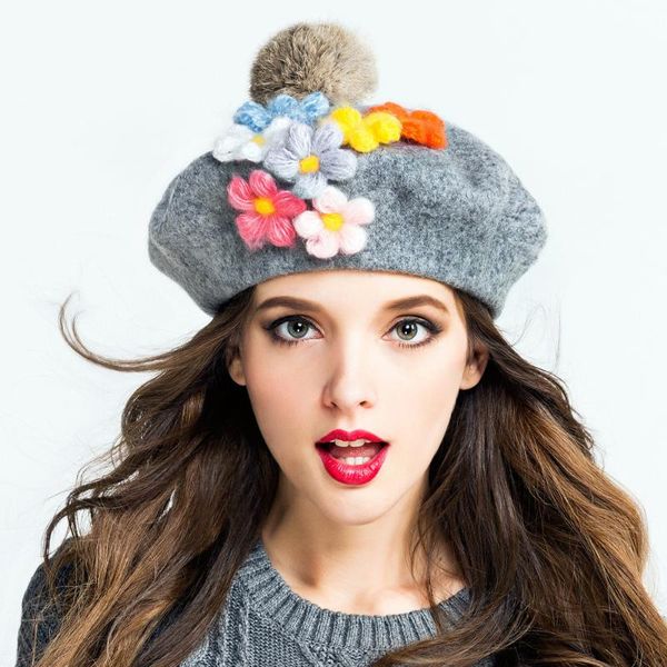 2020 autumn winter warm wool women beret hats for laday artist soft beanie hat female cap diy handmade flower fur pom poms cap, Blue;gray
2020 autumn winter warm wool women beret hats for laday artist soft beanie hat female cap diy handmade flower fur pom poms cap, Blue;gray