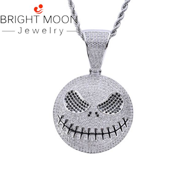 bright moon hip halloween gift brass ghost charm iced out cz stone grimacing pendant necklace hip hop jewelry, Silver
bright moon hip halloween gift brass ghost charm iced out cz stone grimacing pendant necklace hip hop jewelry, Silver