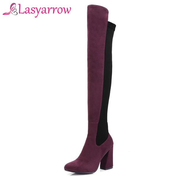 boots lasyarrow women's winter flock leather knee high knight chunky heel comfort back stretch long femsle f129, Black
boots lasyarrow women's winter flock leather knee high knight chunky heel comfort back stretch long femsle f129, Black