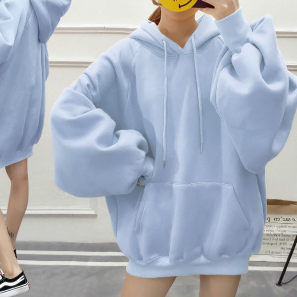 women's oversized sweatshirt lantern sleeves plus velvet solid color big pocket hoodie autumn and winter fashion pullover 2020, Black
women's oversized sweatshirt lantern sleeves plus velvet solid color big pocket hoodie autumn and winter fashion pullover 2020, Black